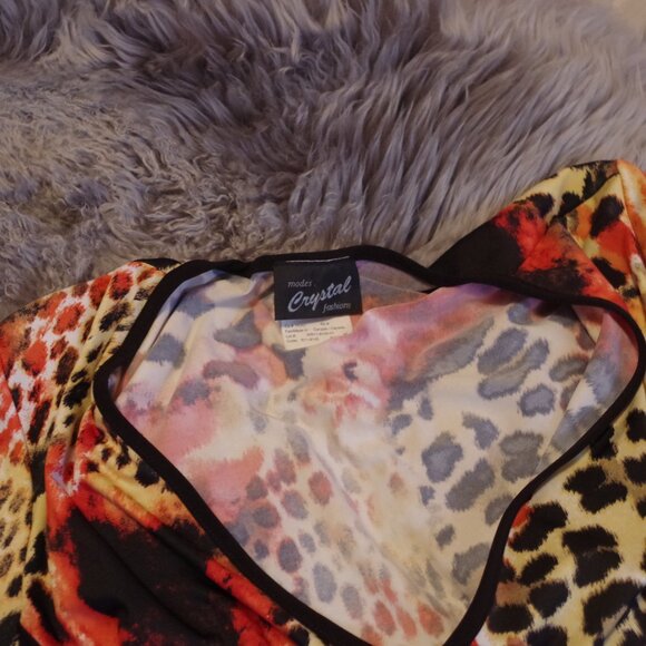 Vintage Animal Print Dress By Modes Crystal Fashions - Picture 2 of 7